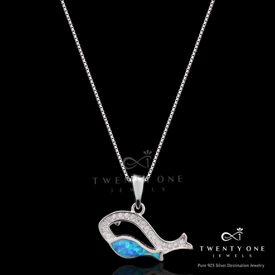 Pure 925 Silver Kids Fish Pendant with Chain on Pure 925 Silver