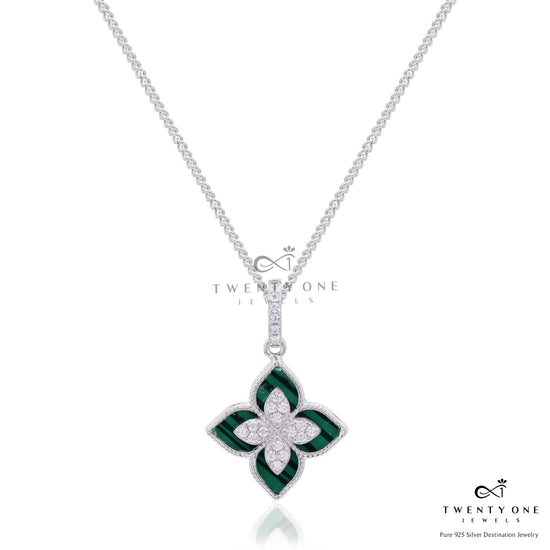 Premium Green Beauty Gina Pendant with Chain on Pure 925 Silver