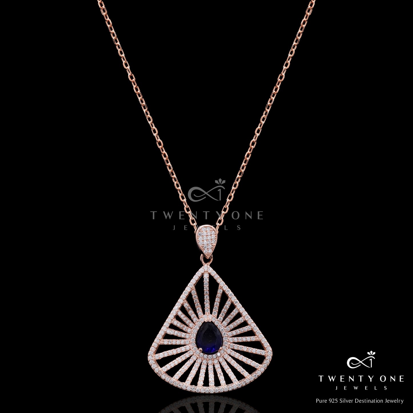 Rose Gold Premium Cathy Star Pendant with Chain on Pure 925 Silver