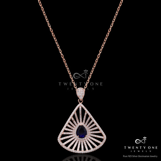 Rose Gold Premium Cathy Star Pendant with Chain on Pure 925 Silver