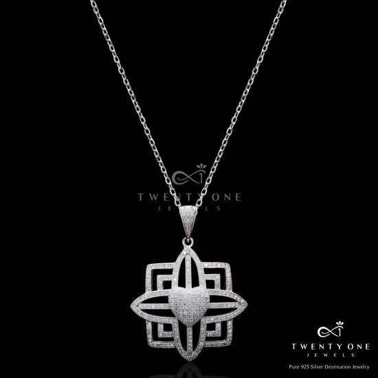 Premium Micro Setting Neptune Pendant with Chain on Pure 925 Silver