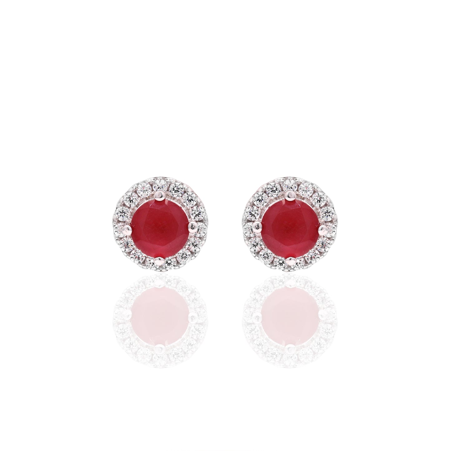 American Diamond Ruby Bruce Pendant Set on Pure 925 Silver