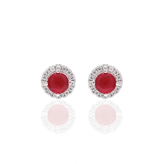 American Diamond Ruby Bruce Pendant Set on Pure 925 Silver