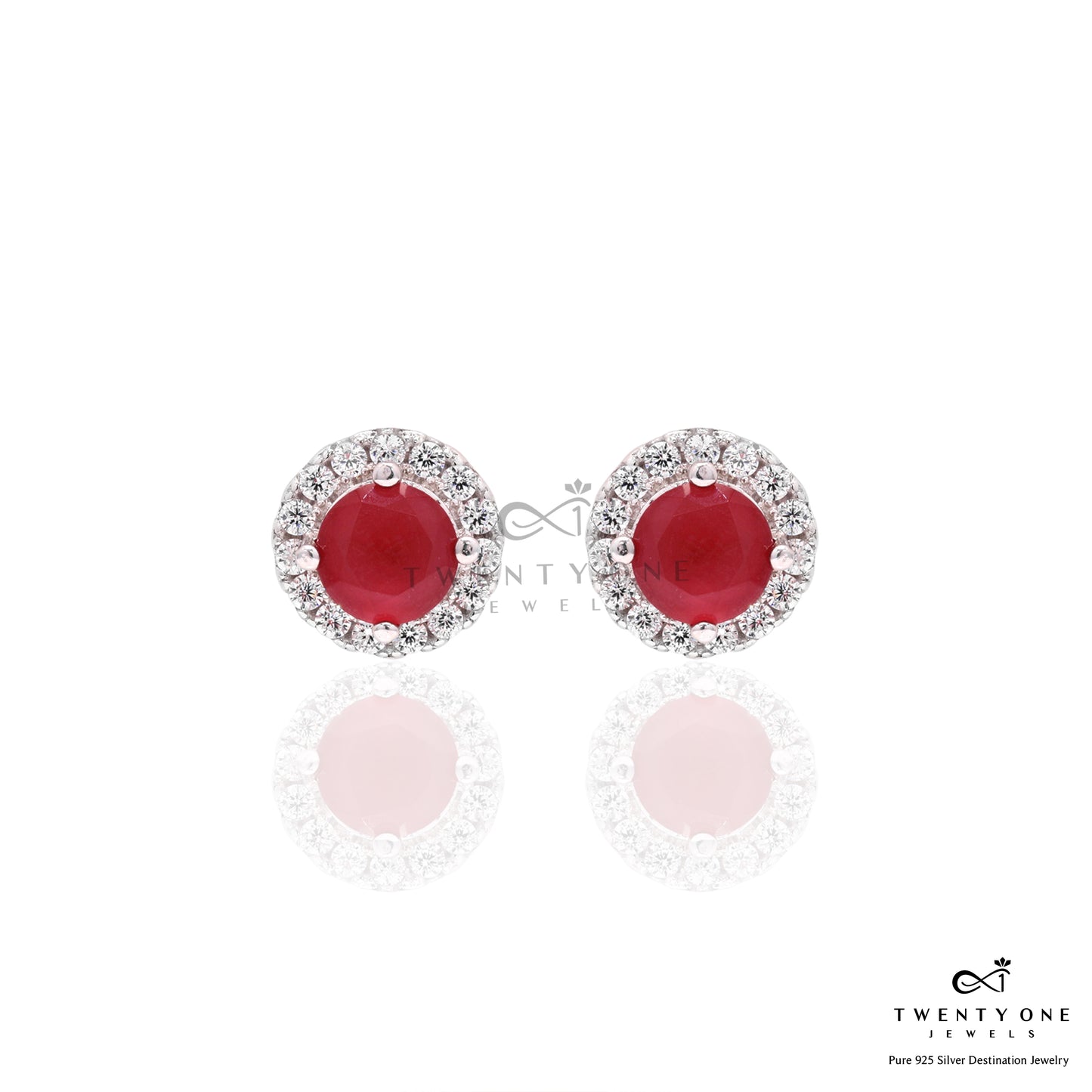 American Diamond Ruby Bruce Pendant Set on Pure 925 Silver