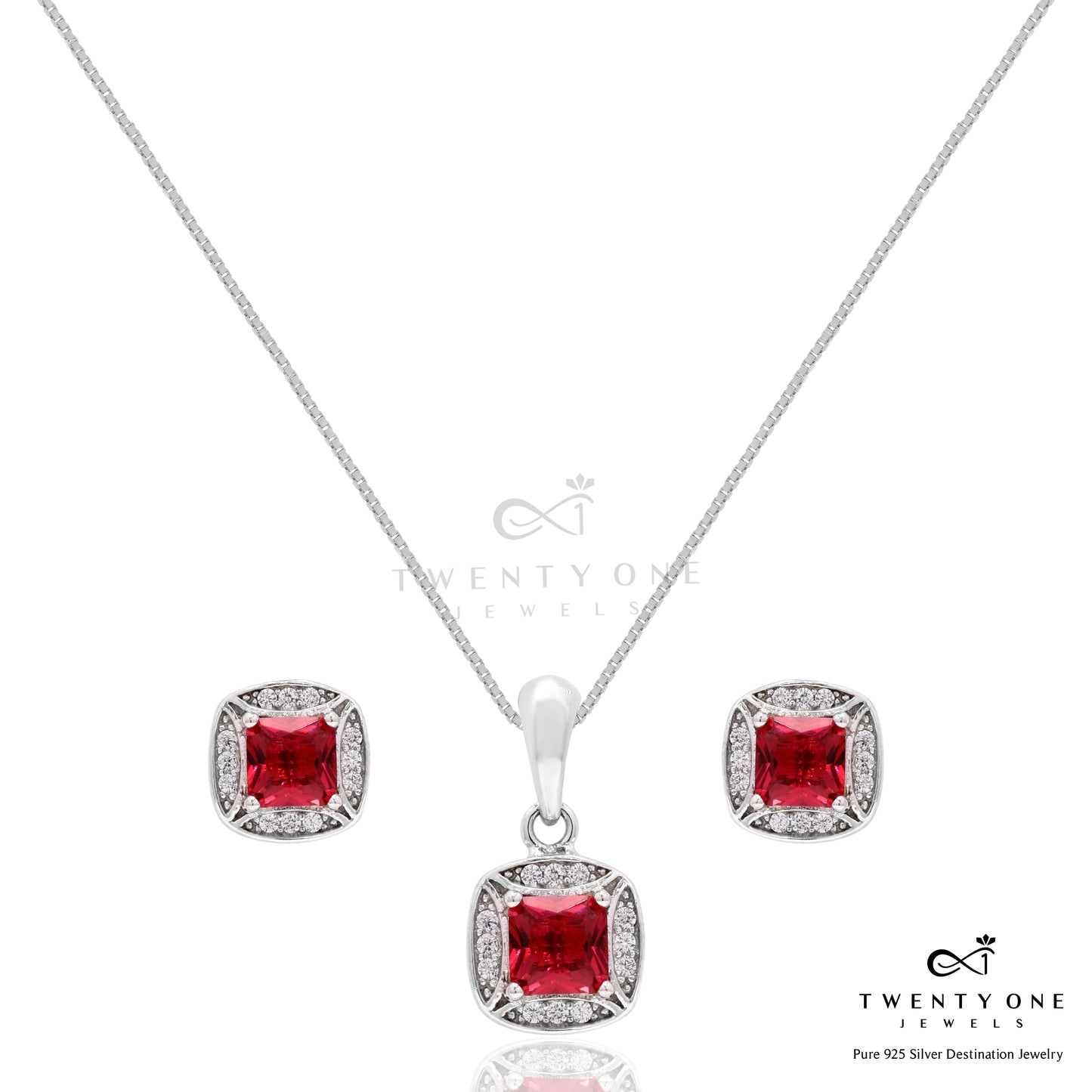 Ruby And Diamond Studded Robert Pendant Set On Pure 925 Silver