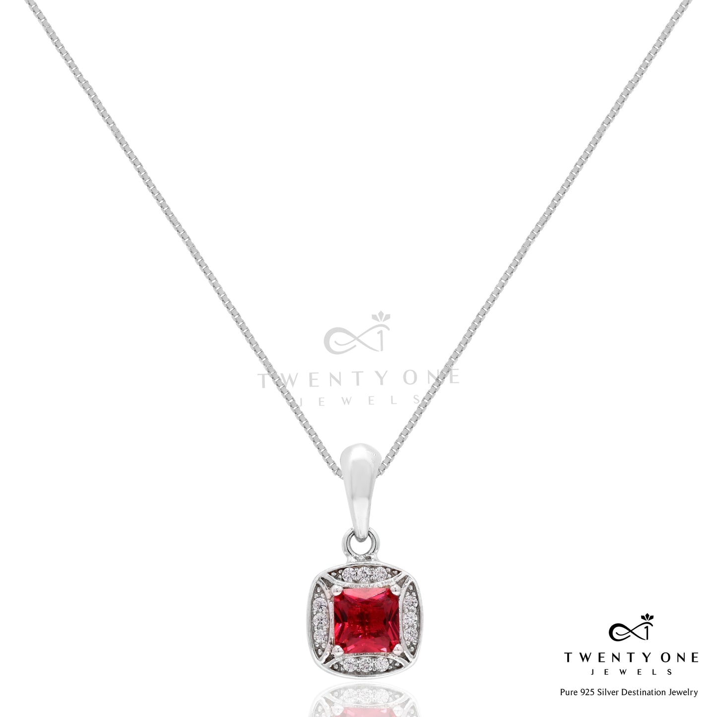 Ruby And Diamond Studded Robert Pendant Set On Pure 925 Silver