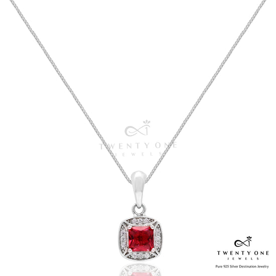 Ruby And Diamond Studded Robert Pendant Set On Pure 925 Silver