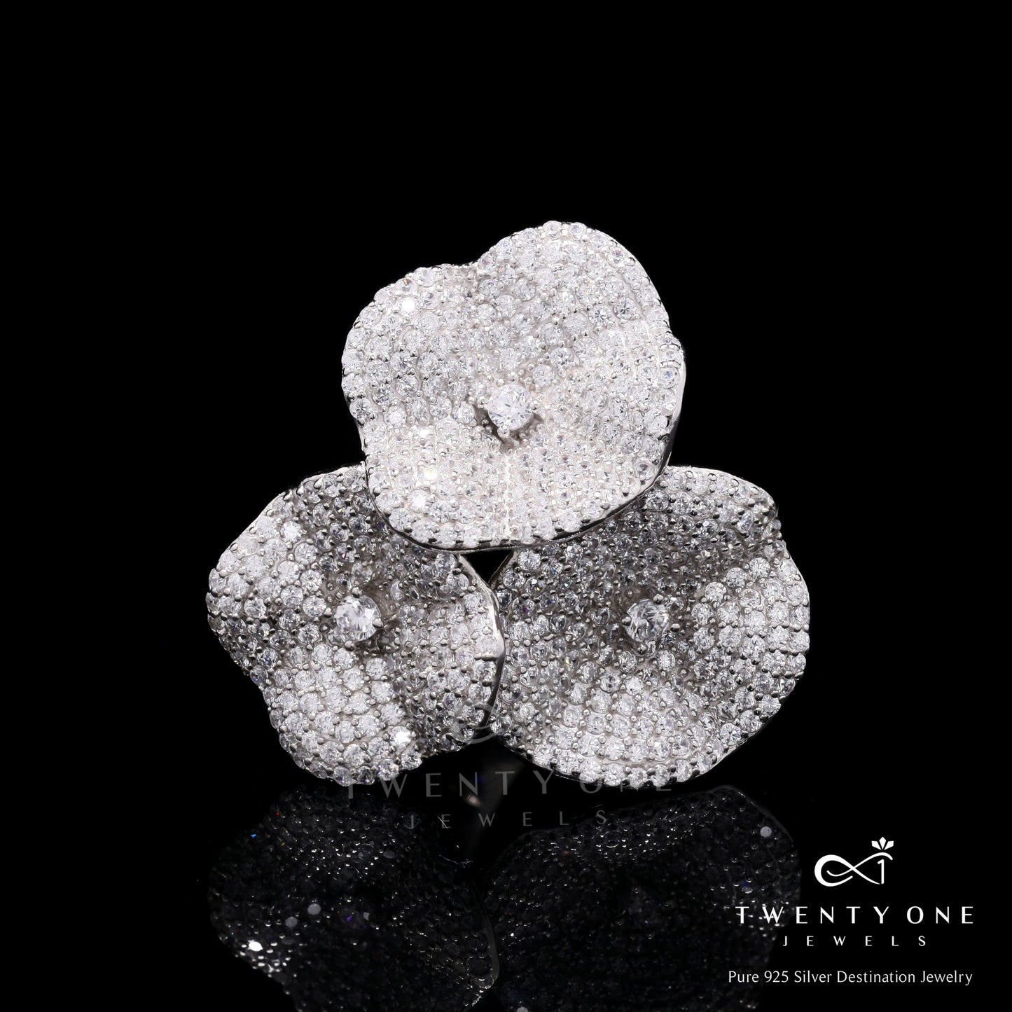 The Tri Floral Sandra Ring On 925 Silver