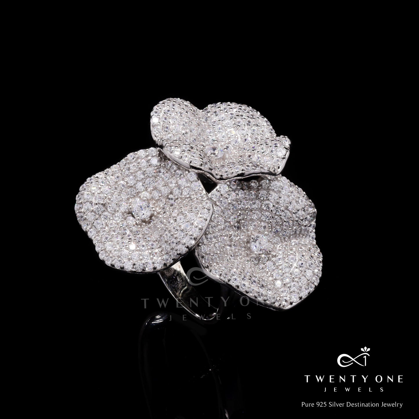 The Tri Floral Sandra Ring On 925 Silver