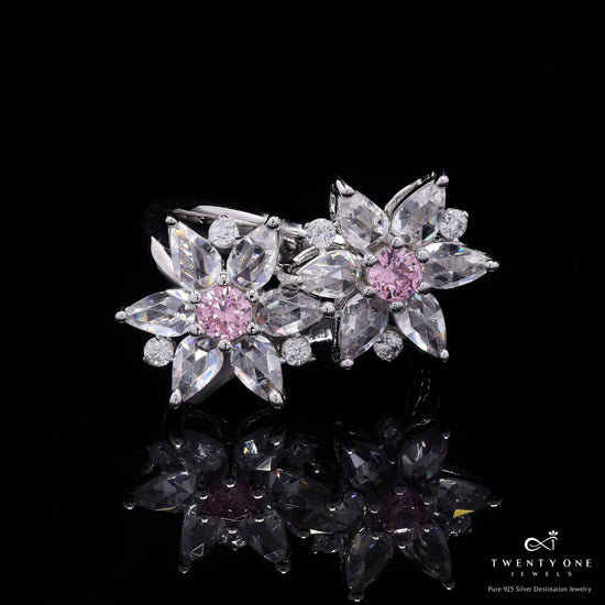 Premium Pink Diamond and Drop Solitaire Mars Ring on Pure 925 Silver