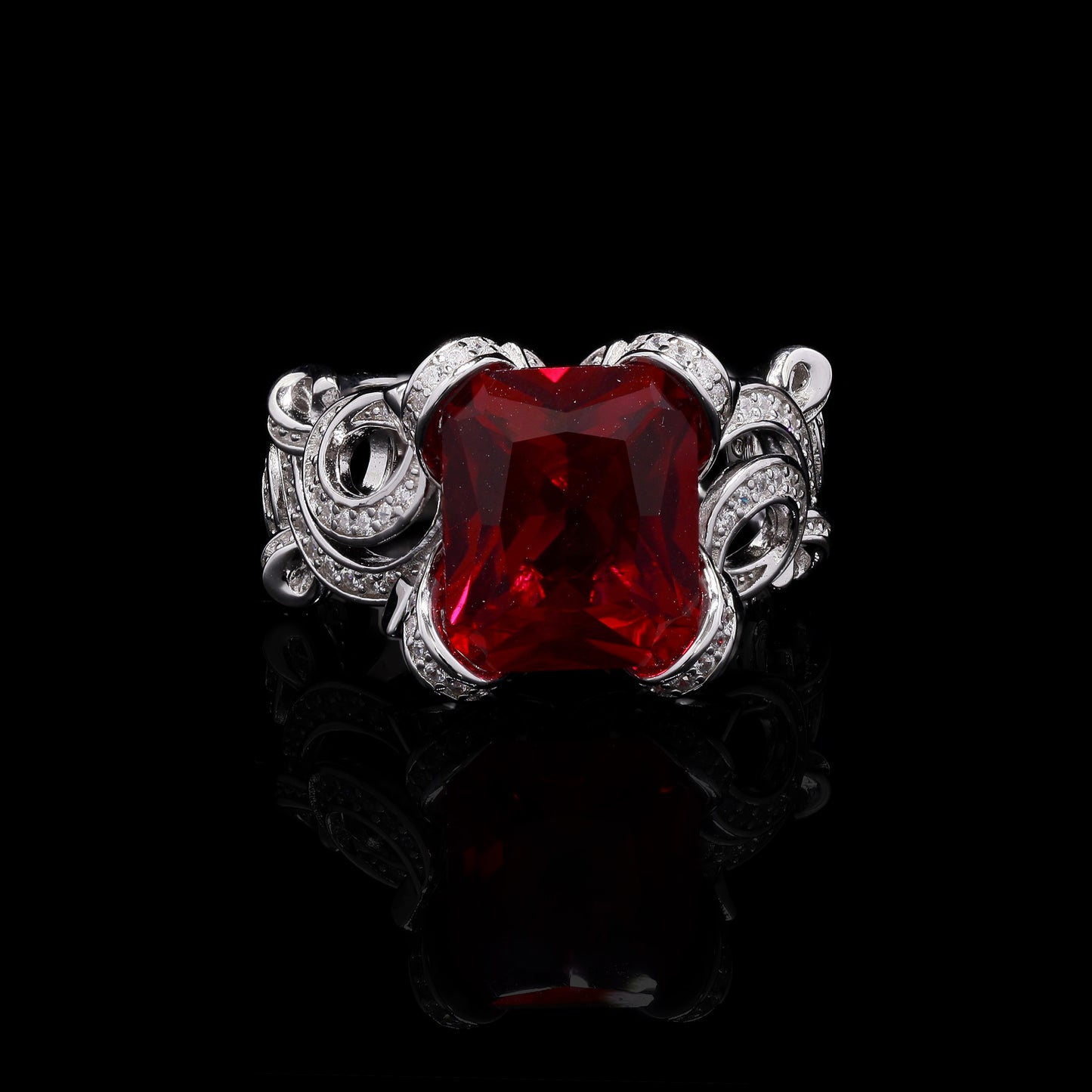 Ultra Premium Queens Ruby Ring with Antique Carving on Pure 925 Silver