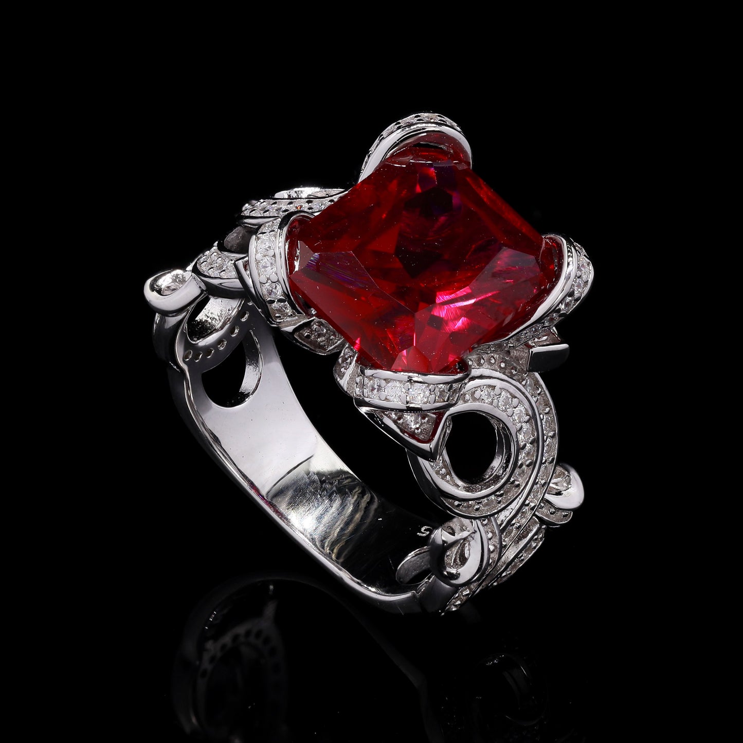 Ultra Premium Queens Ruby Ring with Antique Carving on Pure 925 Silver