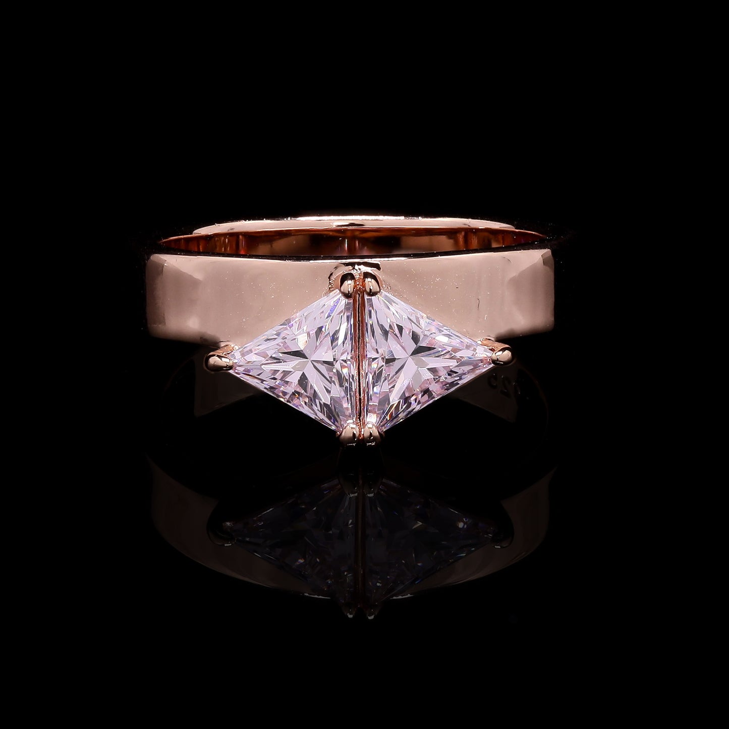 Ultra Premium Pink Trillion Solitaire Ring on Pure 925 Silver