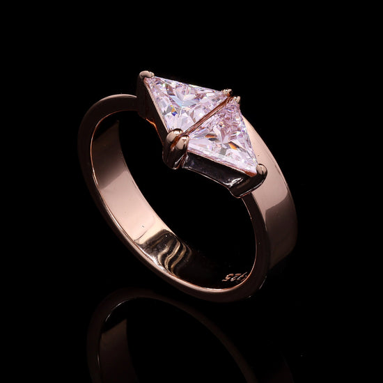 Ultra Premium Pink Trillion Solitaire Ring on Pure 925 Silver