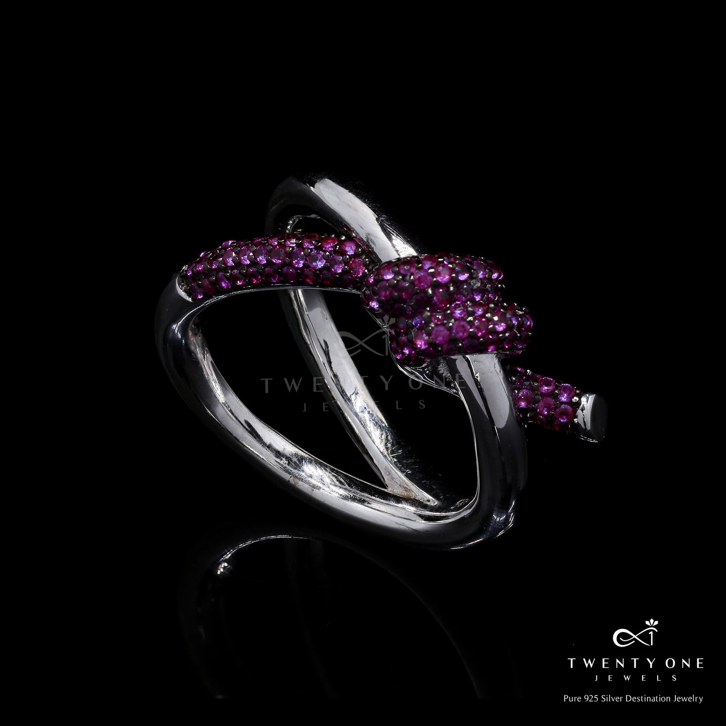 Premium Ruby Camila Knot Ring on Pure 925 Silver
