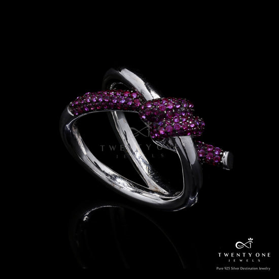 Premium Ruby Camila Knot Ring on Pure 925 Silver