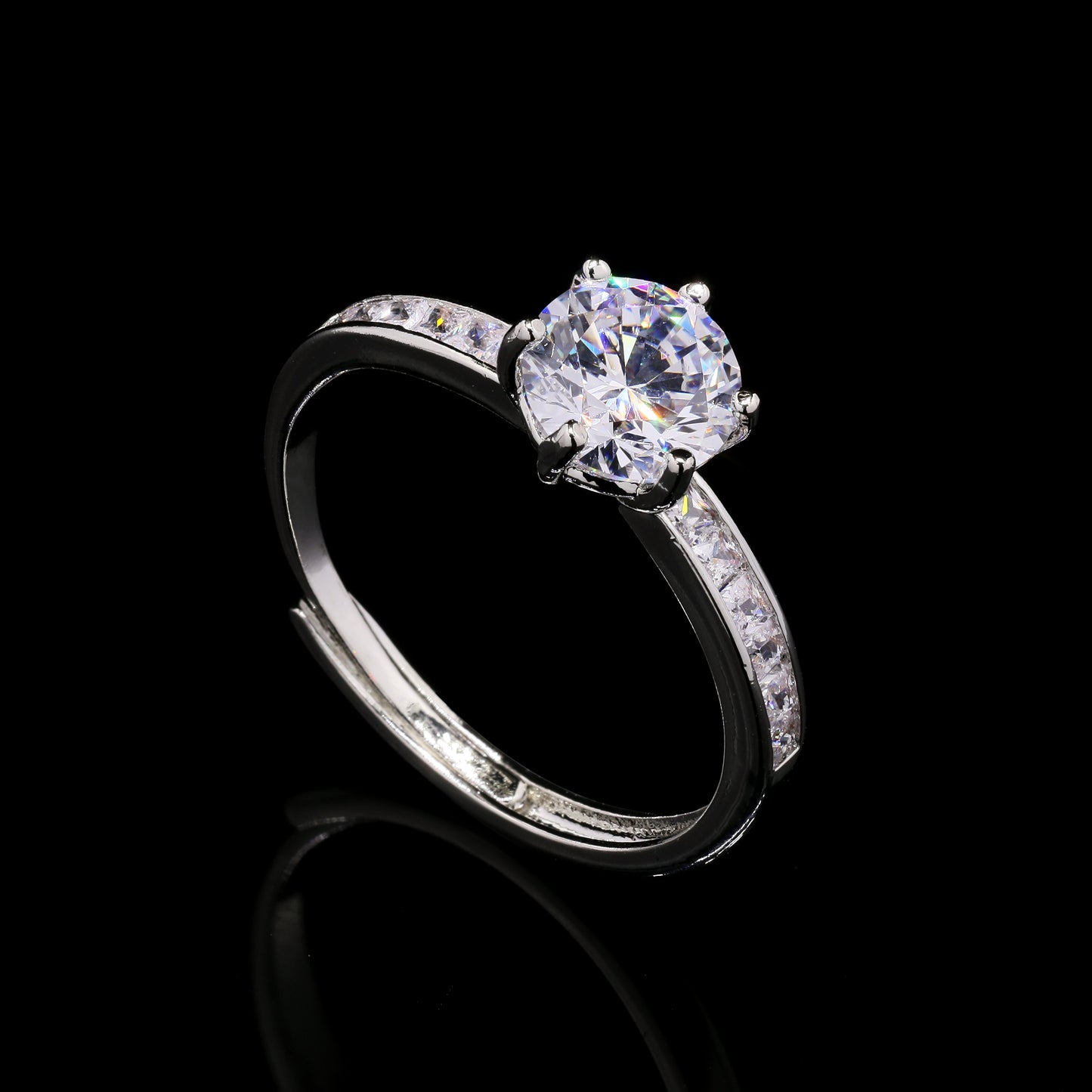 Adjustable American Diamond 1.25 Carat Solitaire Mellissa Anti Tarnish Ring ( Fits all Sizes )