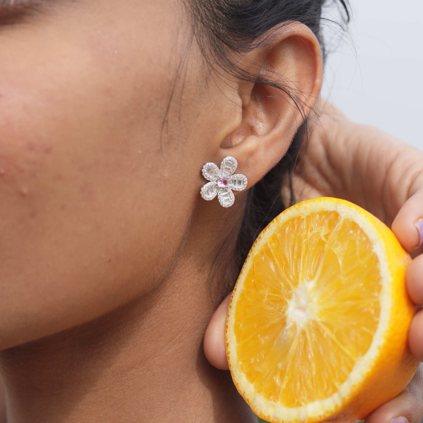 5 Petal Floral Savana Studs on Pure 925 Silver