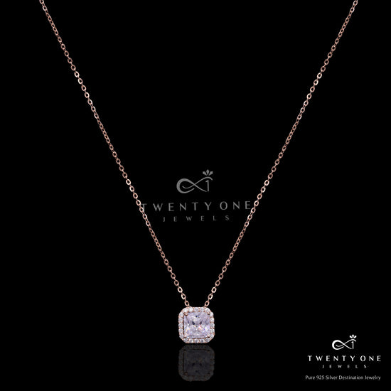 Rose Gold Sarai Pendant with Chain on Pure 925 Silver.