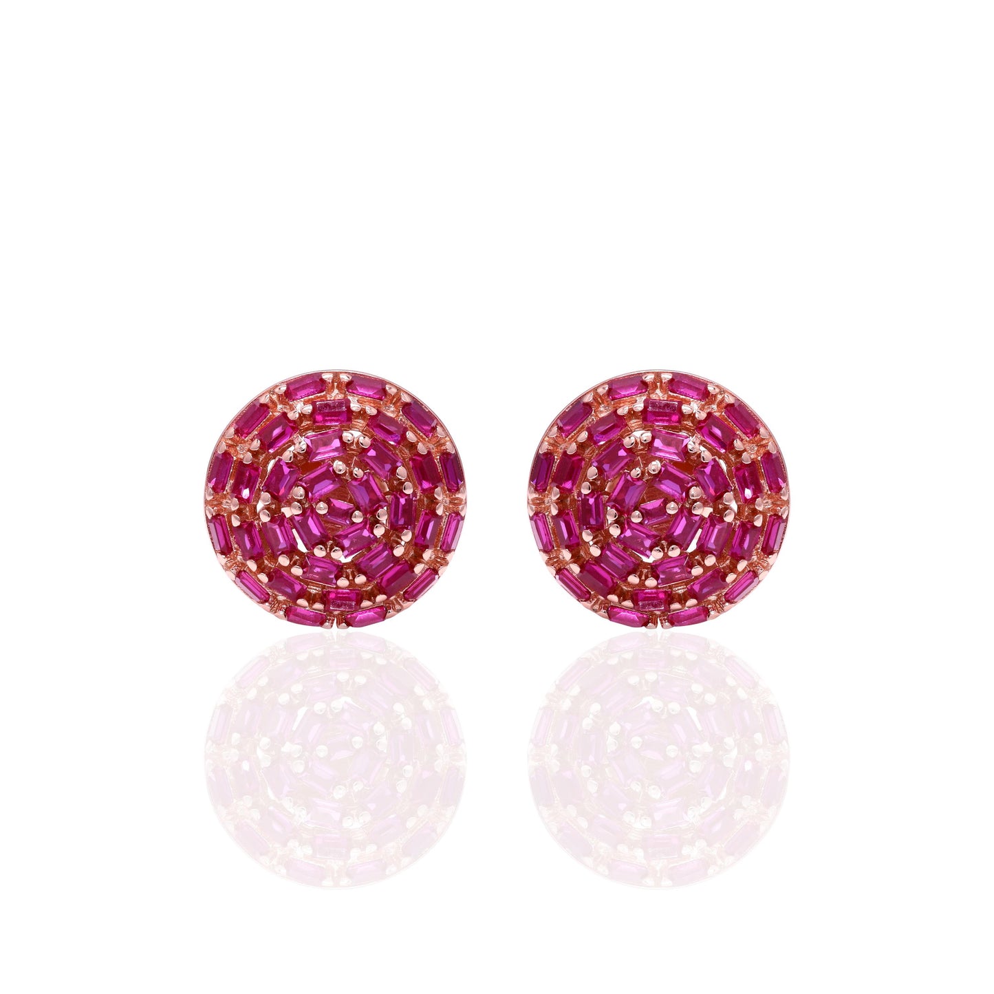 Ruby Cama Rose Gold Studs on Pure 925 Silver