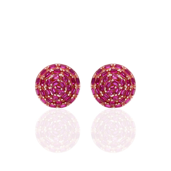 Ruby Cama Rose Gold Studs on Pure 925 Silver