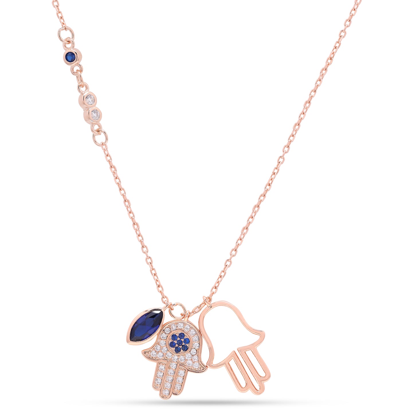 Valentines Exclusive Diamond Studded Ruso Double Hamza Pendant with Chain