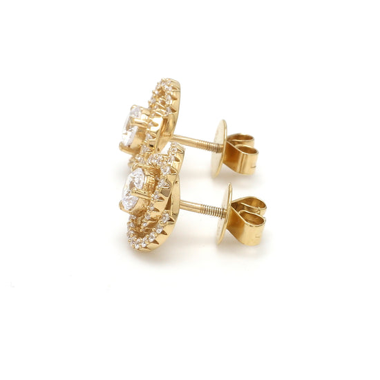 Intertwined Cluster Fauzia Solitaire Studs with Premium Screw Backs-18k Gold Finish