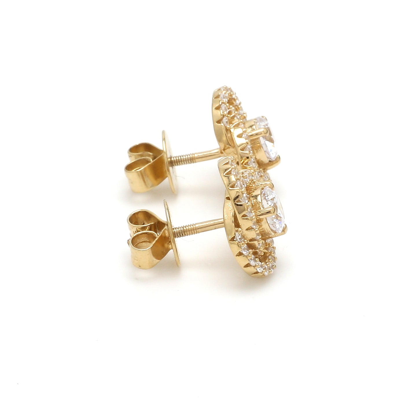 Intertwined Cluster Fauzia Solitaire Studs with Premium Screw Backs-18k Gold Finish