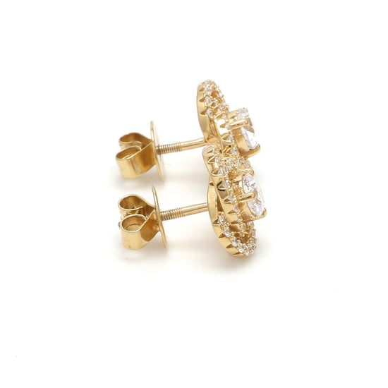 Intertwined Cluster Fauzia Solitaire Studs with Premium Screw Backs-18k Gold Finish