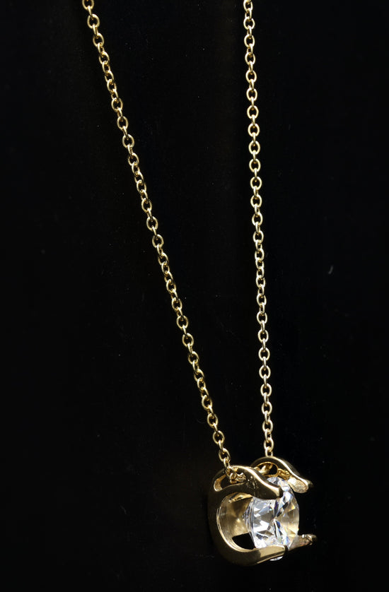 The 18k Gold Finish Solitaire Pendant with Chain