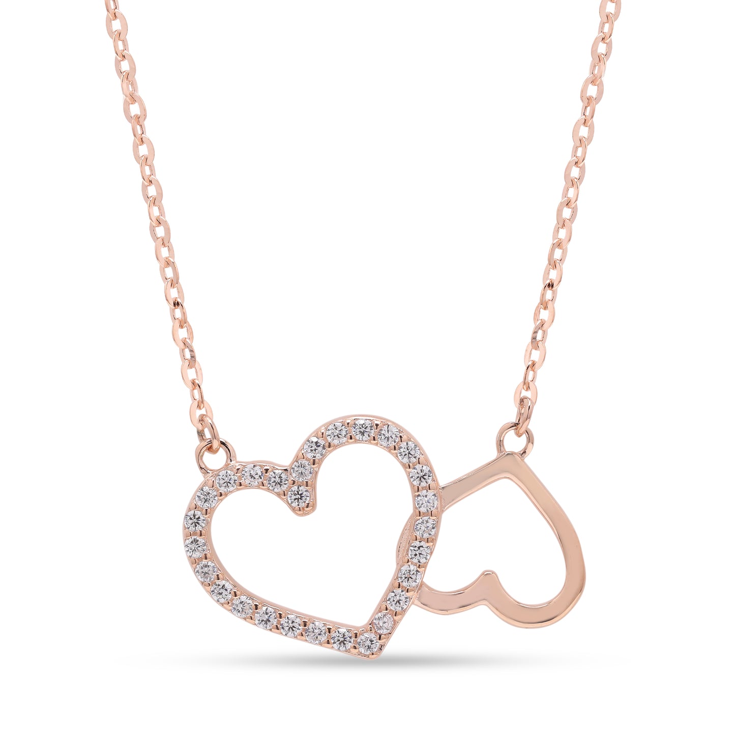 Valentines Exclusive Double Heart Rose Gold Jayla Pendant on Pure 925 Silver