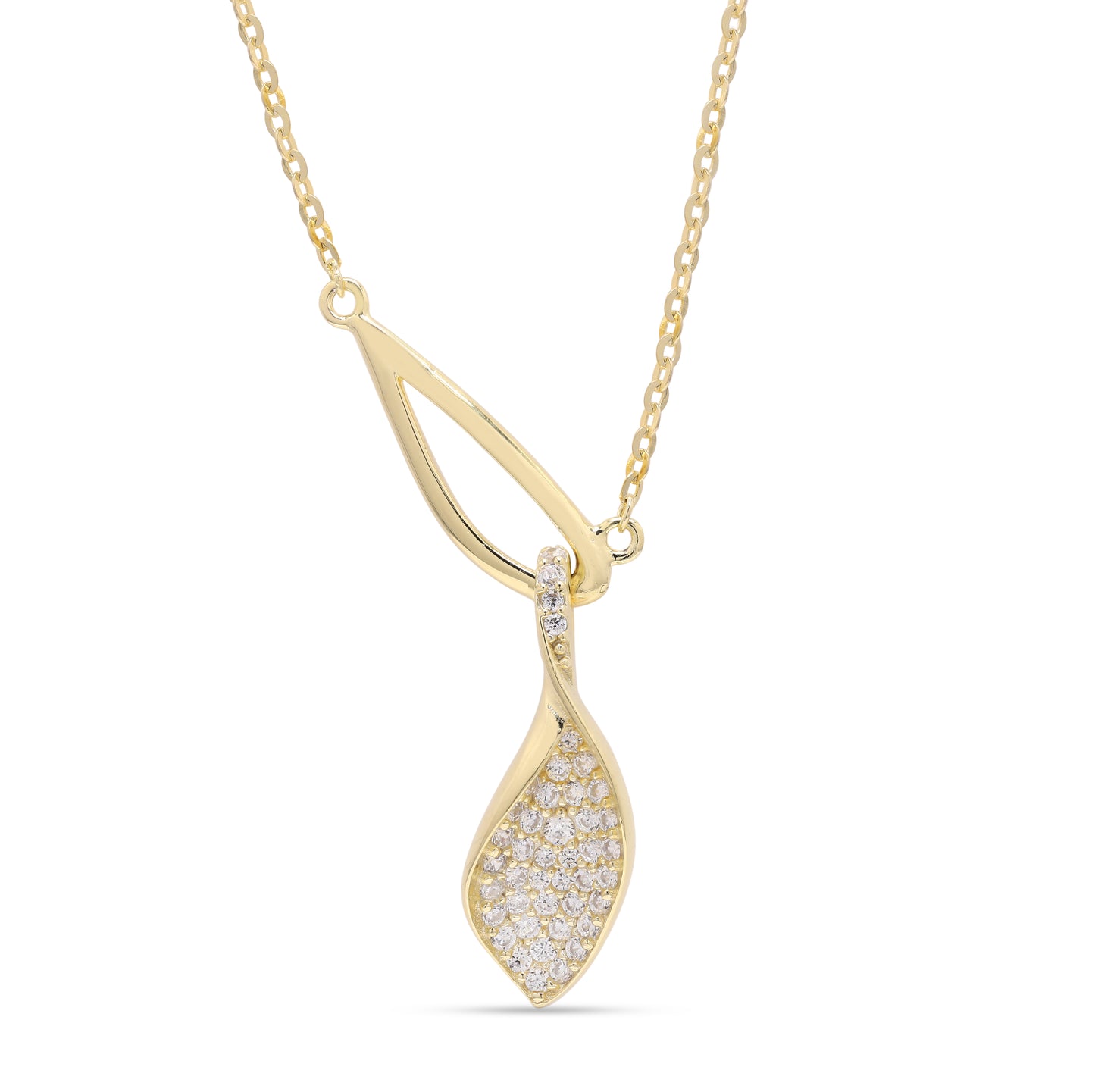 Exclusive Entangled in Love Diamond Studded Leaf Pendant with Chain on Pure 925 Silver
