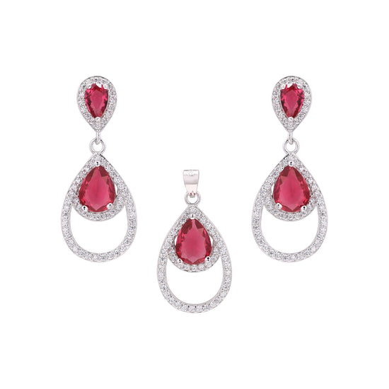 Ruby Raisa Pendant Set on Pure 925 Silver