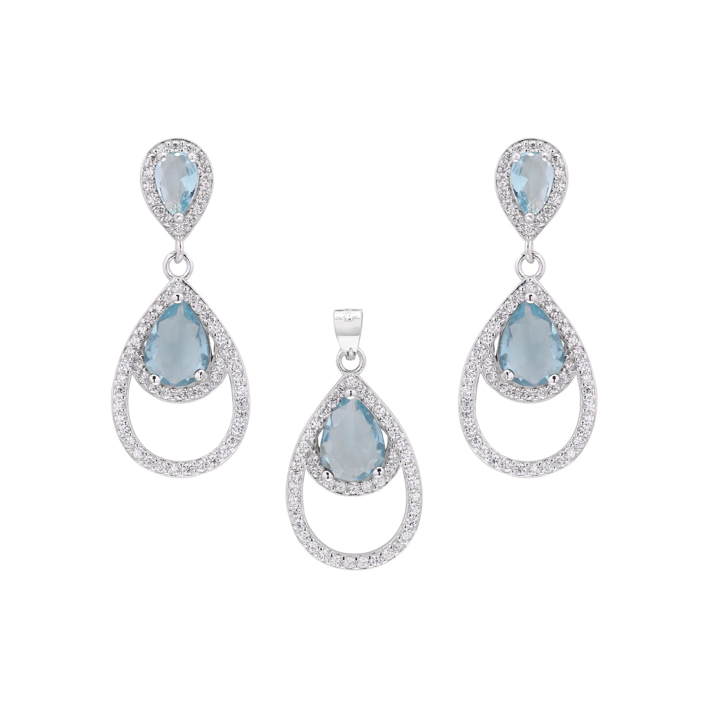 Blue Raisa Pendant Set on Pure 925 Silver
