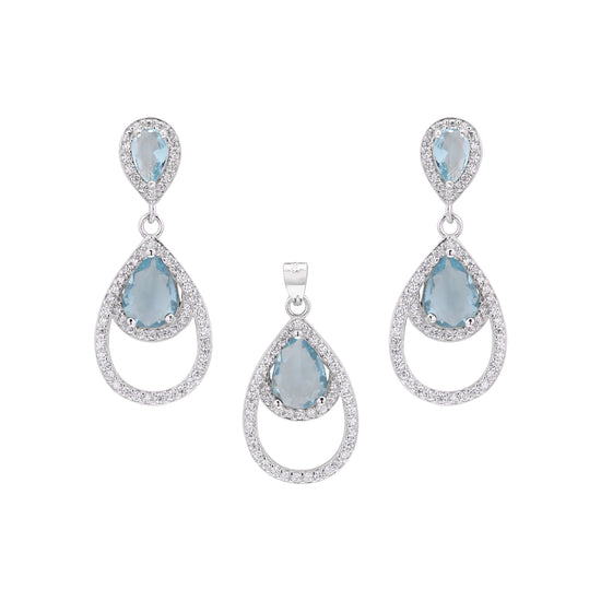 Blue Raisa Pendant Set on Pure 925 Silver