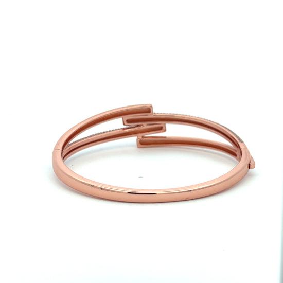 Ultra Premium Rose Gold Finish Solid Pure Silver Three Line Micro Setting Diamond Bracelet
