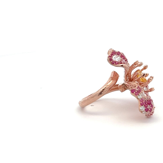 Ultra Premium Rose Gold Finish Yellow Heart Diamond Solitaire Ring on Pure 925 Silver