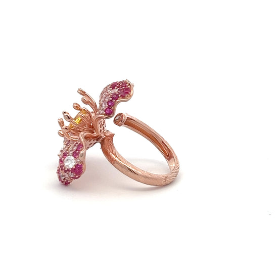 Ultra Premium Rose Gold Finish Yellow Heart Diamond Solitaire Ring on Pure 925 Silver