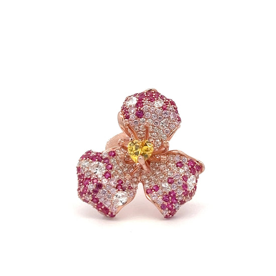 Ultra Premium Rose Gold Finish Yellow Heart Diamond Solitaire Ring on Pure 925 Silver