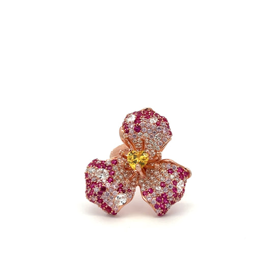 Ultra Premium Rose Gold Finish Yellow Heart Diamond Solitaire Ring on Pure 925 Silver