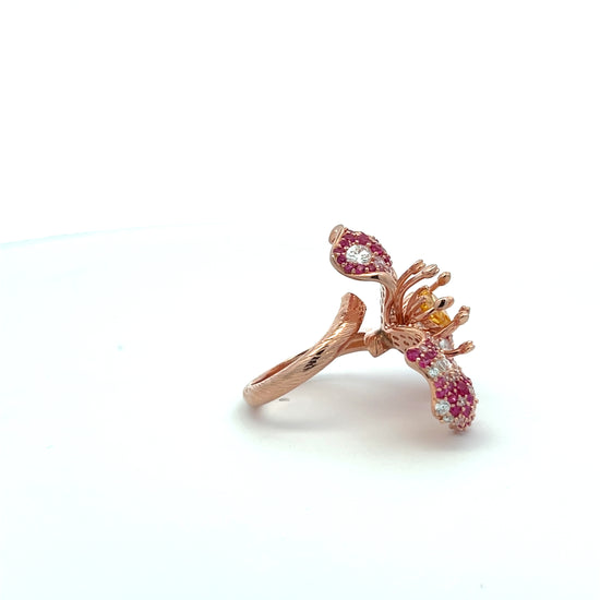 Ultra Premium Rose Gold Finish Yellow Heart Diamond Solitaire Ring on Pure 925 Silver