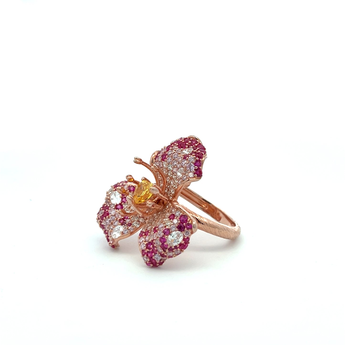 Ultra Premium Rose Gold Finish Yellow Heart Diamond Solitaire Ring on Pure 925 Silver