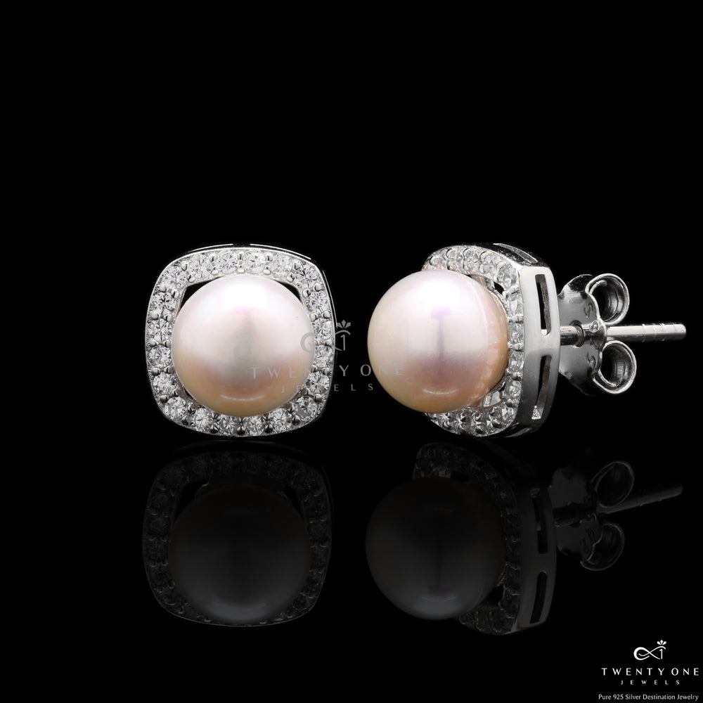 Fresh Water Pearl Elitsa Studs On 925 Silver