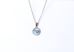 Kids Blue Lips in a Ring On Pure 925 Silver Pendant With Chain