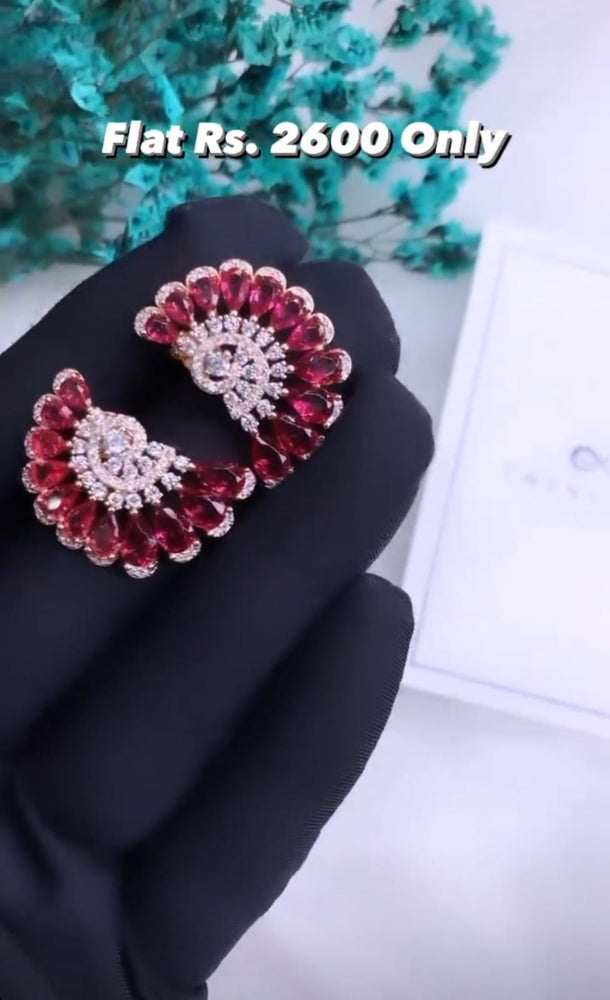 Maharani Victoria Rose Gold Ruby Earring On 925 Silver