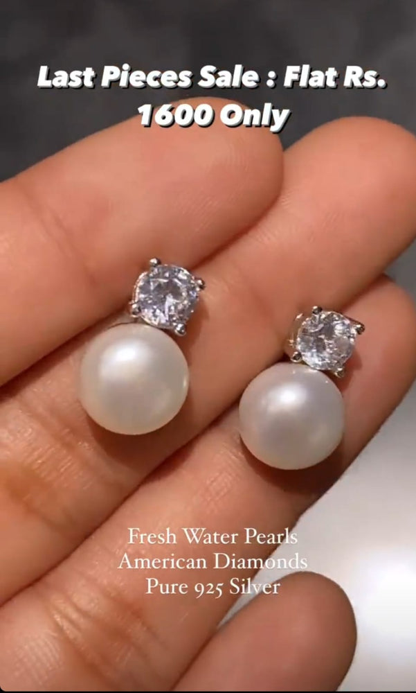 Fresh Water Pearl with Round Cut Solitaire On 925 Silver