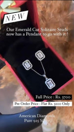 Emerald Cut Solitaire Pendant Set On 925 Silver
