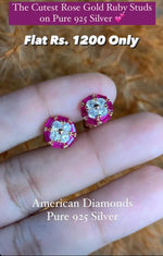 The Cutest Rose Gold Ruby Mary Studs On 925 Silver