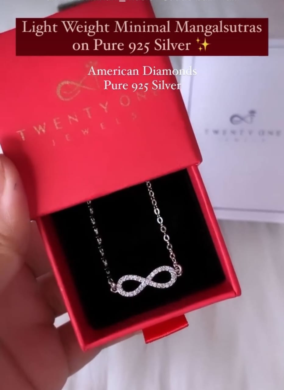 Light Weight Minimal Infinity Mangalsutra On 925 Silver