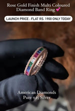 Rose Gold Multi Coloured Diamond Anisa Band Ring on 925 Silver